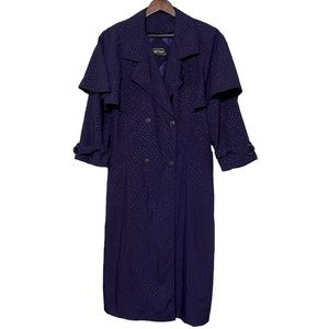 Vintage Portrait Purple Polka Dot Trench Coat